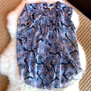 Rebecca Taylor sheer print sleeveless button down top